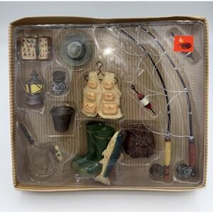 Vintage Diorama Christmas Fishing Ornaments - Set 13 pcs.